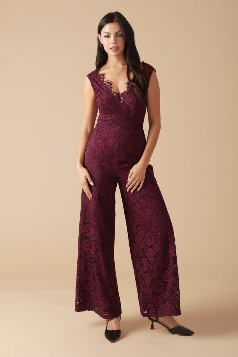 Feathered Thoughts Woven Lace Jumpsuit