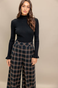 LATTE SUNDAY WOVEN PLAID PANTS