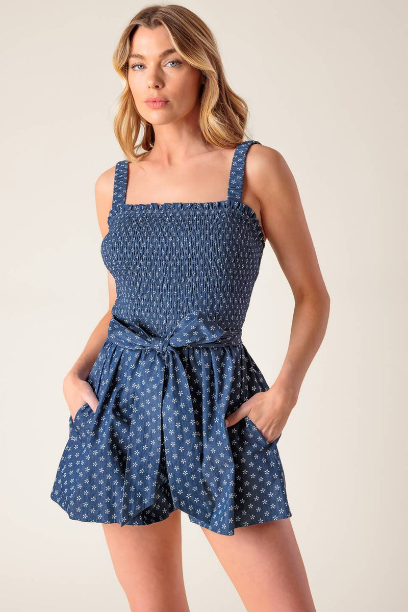 FULL FOCUS DENIM WOVEN ROMPER