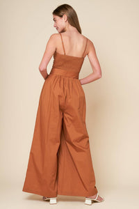 ELEVATED ICON BROWN WOVEN JUMPSUIT