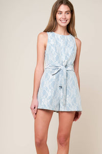 MOMENT MAKER DENIM BLUE WOVEN ROMPER