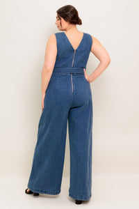 WHERE THE NIGHT MEDIUM INDIGO DENIM JUMPSUIT