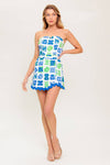 TELL ME WHITE BLUE WOVEN ROMPER