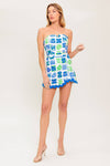 TELL ME WHITE BLUE WOVEN ROMPER