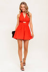 PLUM EMBRACE RED WOVEN ROMPER