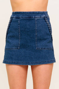 MOONLIGHT EMBRACE  MEDIUM INDIGO DENIM SKORT