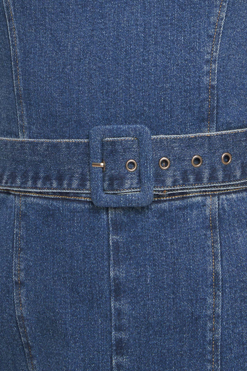 EXPERT SWEETNESS MEDIUM INDIGO DENIM JUMPSUIT