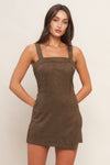 BROWN SUGAR GLOW FAUX SUEDE ROMPER