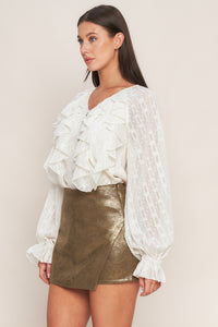 STUDIO 24K FAUX LEATHER SKORT