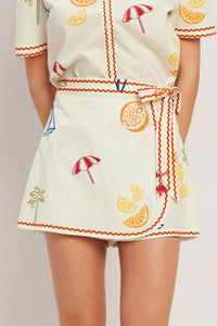 BEACH DAY CITRUS WOVEN SKORT