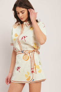 BEACH DAY CITRUS WOVEN SKORT
