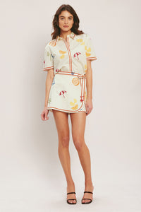 BEACH DAY CITRUS WOVEN SKORT