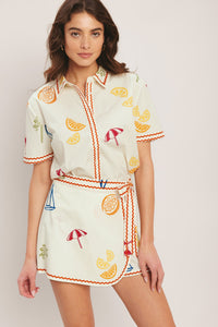 BEACH DAY CITRUS WOVEN SKORT