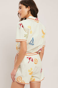 BEACH DAY CITRUS WOVEN SKORT