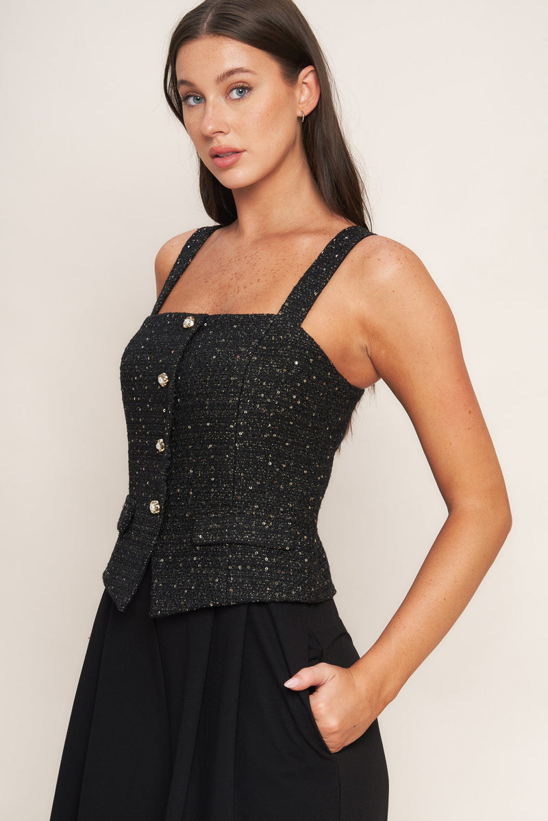 MIDNIGHT PARISIENNE WOVEN JUMPSUIT