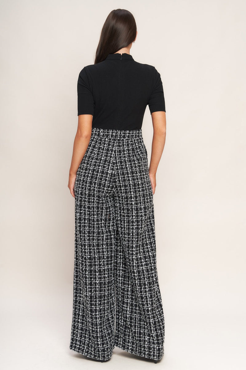 ÉCHEC PARISIEN KNIT TOP AND TWEED PANT JUMPSUIT