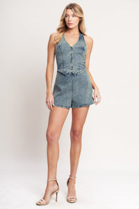 EVERYDAY ESCAPE DENIM ROMPER