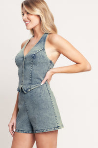 EVERYDAY ESCAPE DENIM ROMPER