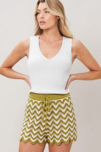 SUNSET STITCH CROCHET KNIT SHORTS