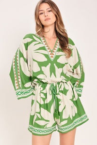 VACATION MODE WOVEN ROMPER