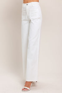 WHITE EASE WOVEN WIDE PANTS