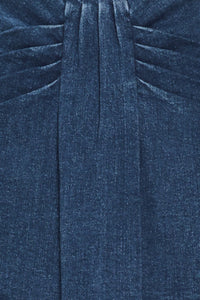 INDIGO RUCHING DENIM SKORT