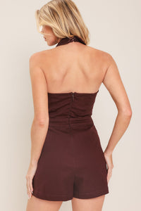 CABERNET KISS WOVEN ROMPER