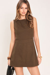 ESPRESSO DATE WOVEN SKORT ROMPER