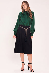 NIGHT OUT CHAIN BELTED CULOTTE PANTS
