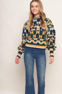 CHEER YOU ON JACQUARD SWEATER TOP