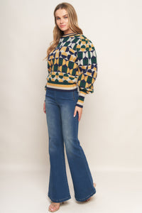 CHEER YOU ON JACQUARD SWEATER TOP