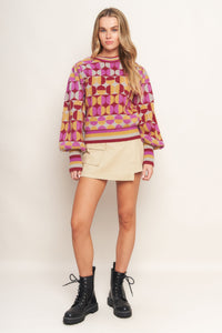CHEER YOU ON JACQUARD SWEATER TOP