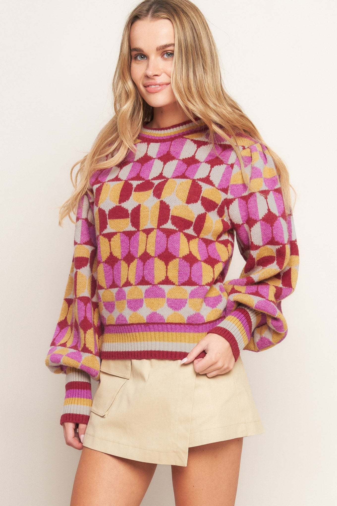 CHEER YOU ON JACQUARD SWEATER TOP