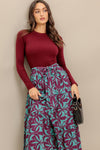 SANGRIA BLOOM WOVEN MIDI DRESS