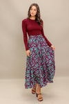 SANGRIA BLOOM WOVEN MIDI DRESS