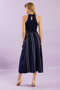 TIME FOR CHEER NAVY SWEATER MIDI DRESS