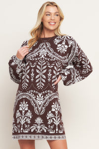 TERRA TAPESTRY SWEATER KNIT MINI DRESS