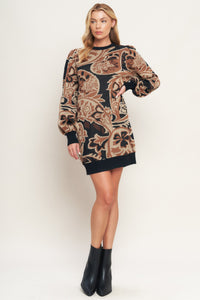 BAROQUE HAVANA SWEATER KNIT MINI DRESS