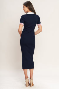 HEELS-READY SILHOUETTE KNIT MIDI DRESS