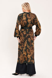 VINTAGE GARDEN JACQUARD SWEATER KNIT MIDI CARDIGAN