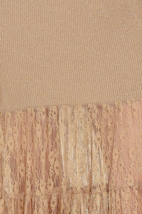 GILDED GRACE GOLD METALLIC LACE-TIER SWEATER MAXI DRESS