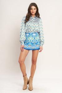 MOROCCAN MUSE BLUE WOVEN TOP