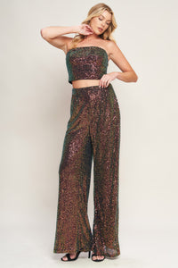 CHARMING COMPOSURE SEQUIN TOP AND BOTTOM SET