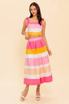 THE SPACE BETWEEN PINK WOVEN TOP AND SKIRT SET