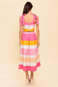 THE SPACE BETWEEN PINK WOVEN TOP AND SKIRT SET