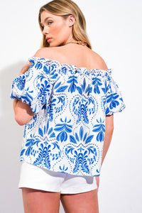 DIVIDE AND CONTOUR WOVEN TOP