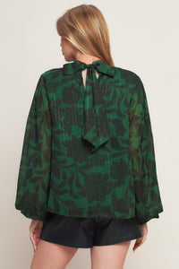 NOIR LEAF GREEN WOVEN TOP