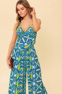 STUN LIKE ME NAVY WOVEN TOP AND PANT SET