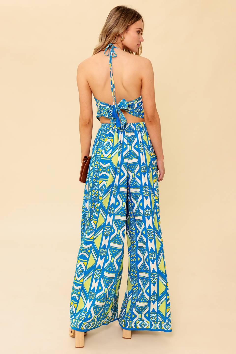 STUN LIKE ME NAVY WOVEN TOP AND PANT SET