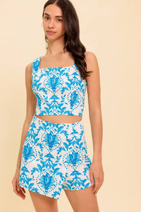 OPEN MINDED BLUE TOP AND SKORT SET